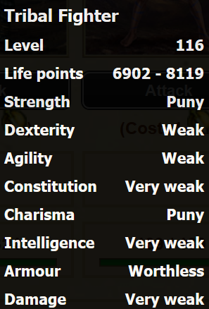 Tribal Fighter stats