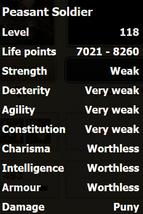 Peasant Soldier stats