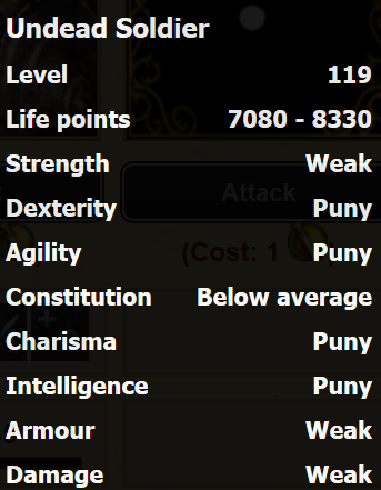 Undead Soldier stats