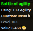 Bottle of agility stats