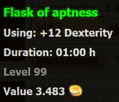 Flask of aptness stats