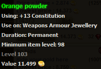 Orange powder stats