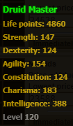 Druid Master stats