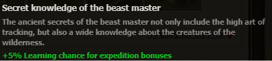 Secret Knowledge of the beast master stats